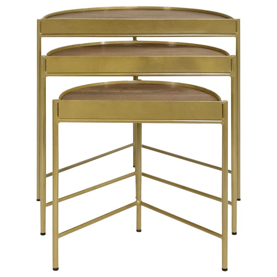 Tristen 3-Piece Demilune Nesting Table Brown and Gold - 936156