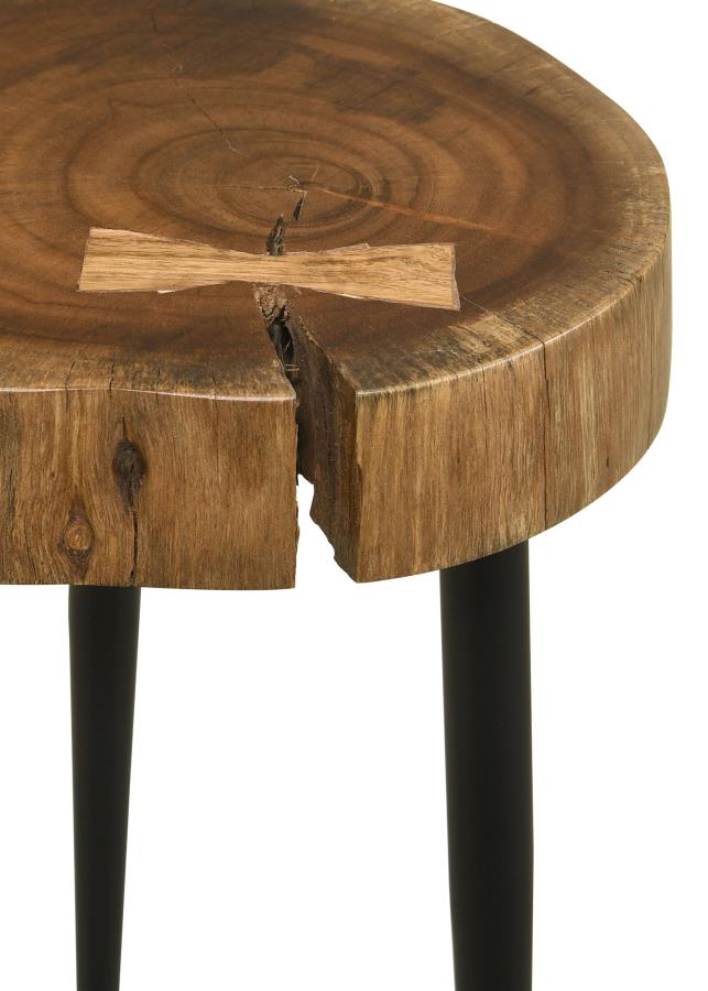 Keith Round Solid Tree Trunk Side Table Natural and Black - 936181