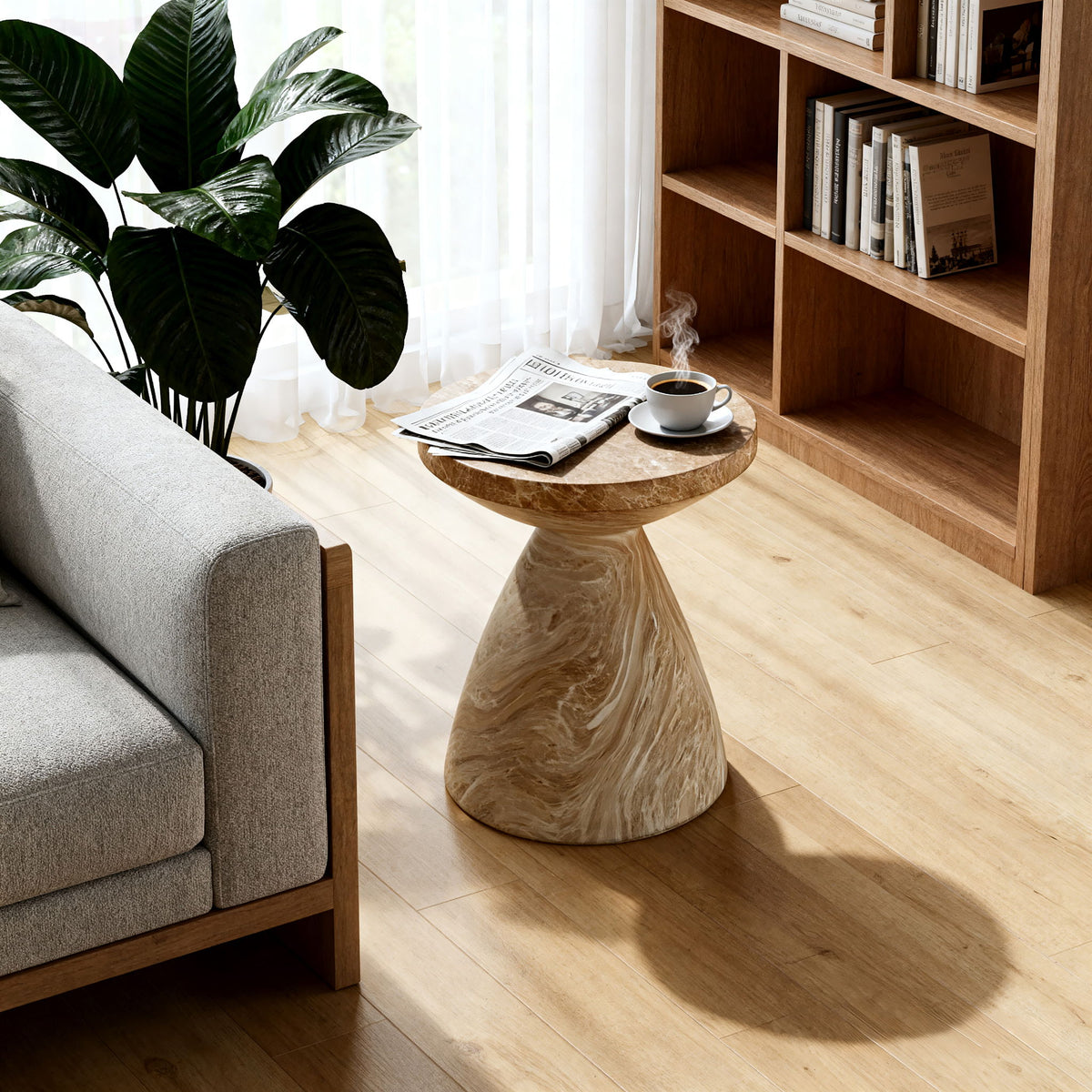 Outdoor Geometric End Table - Marble