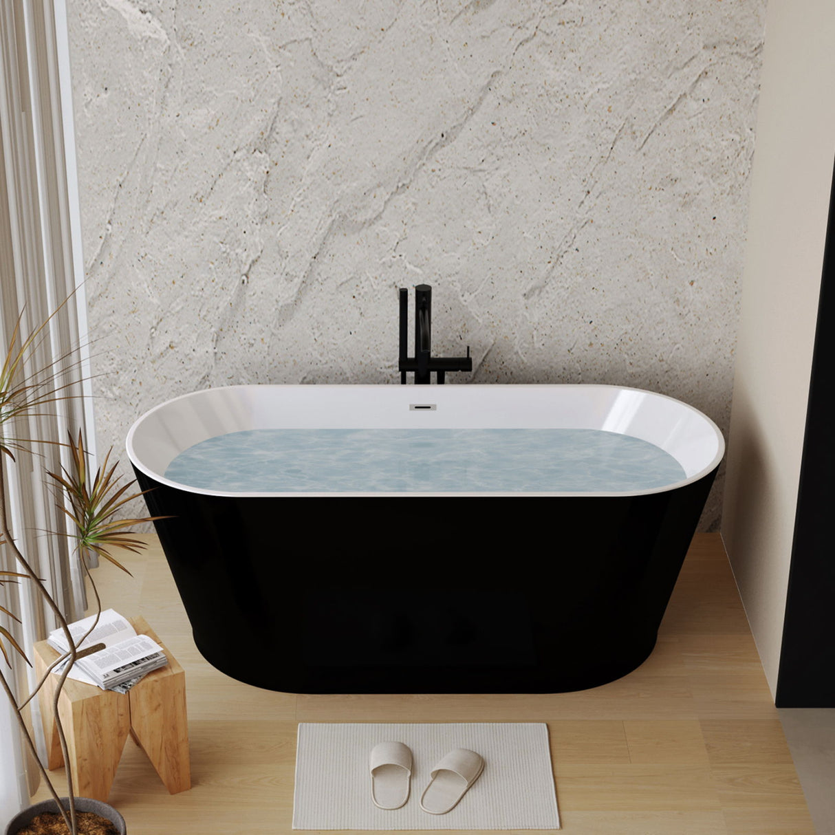 Glossy Freestanding Bathtub With Toe Tap Drain