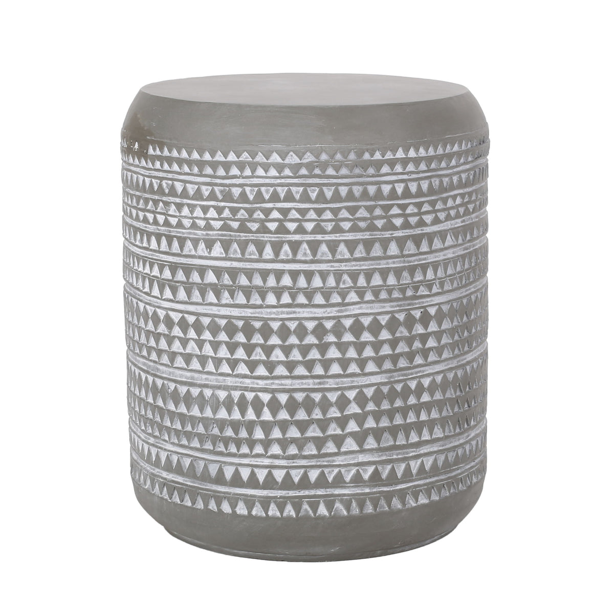 Outdoor Side Table With Cylindrical Shape - Light Gray / White