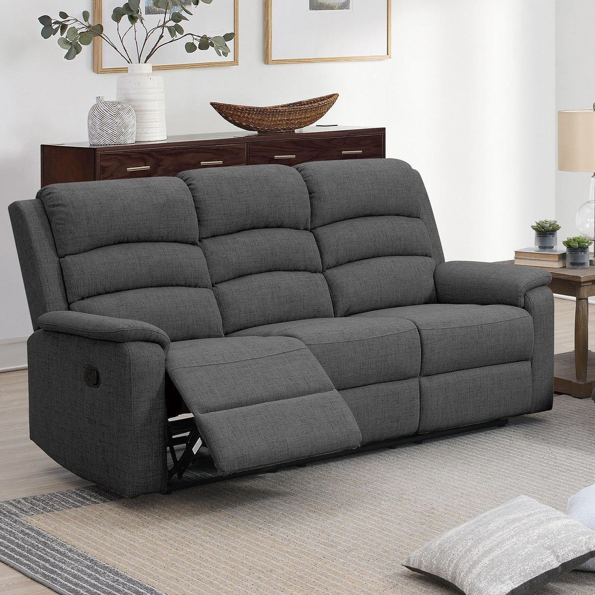 Modern Living Room Set With Manual Recliner
