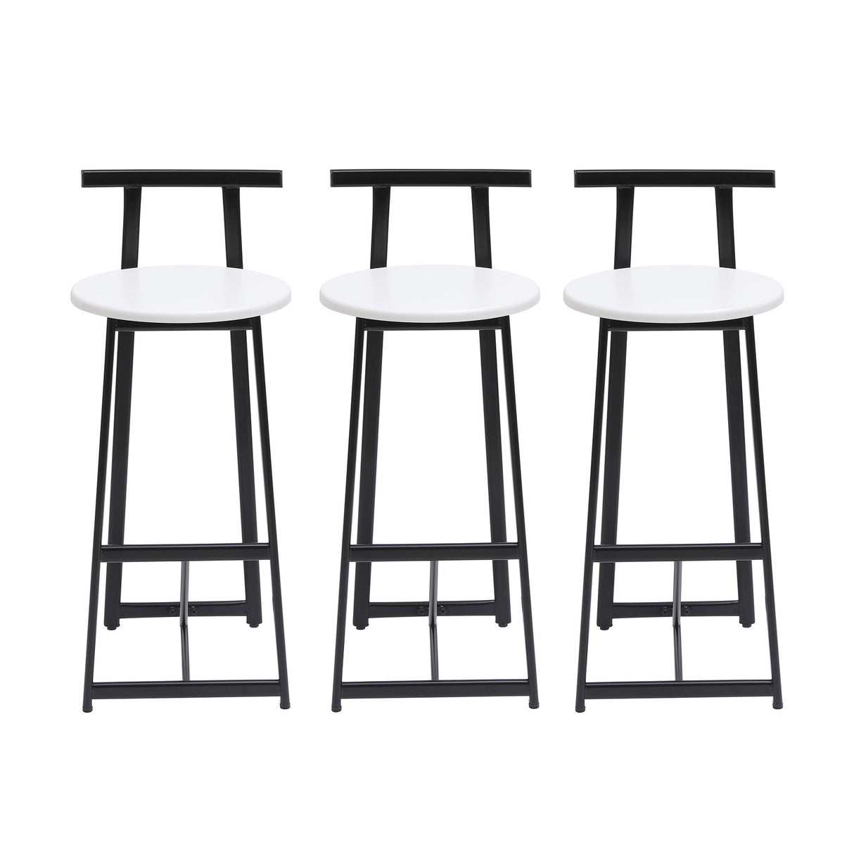 Modern Bar Stools With Backrest For Kitchen (Set of 3)