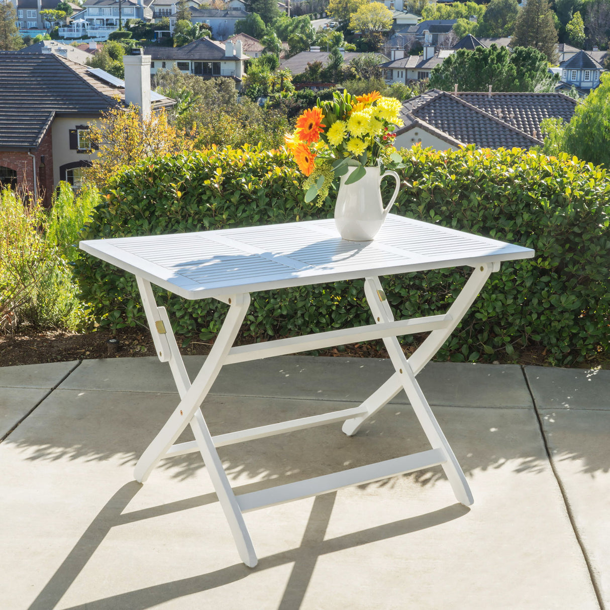 Blissique - Outdoor Foldable Wood Dining Table With Slat Design