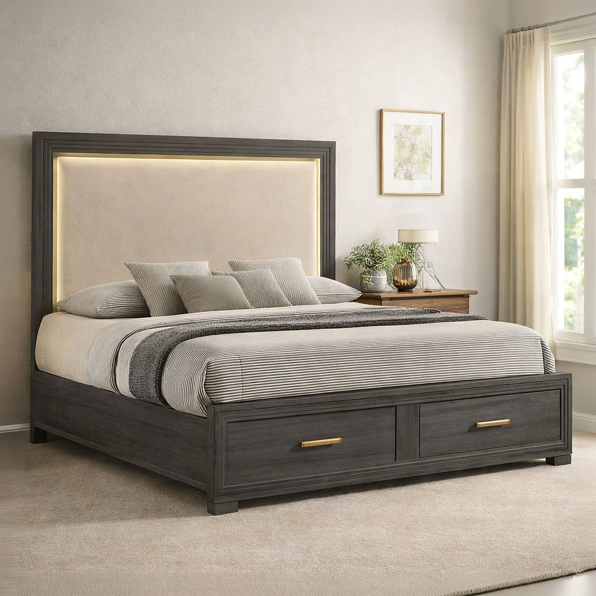 Colorado - Bed With Upholstered LED Headboard