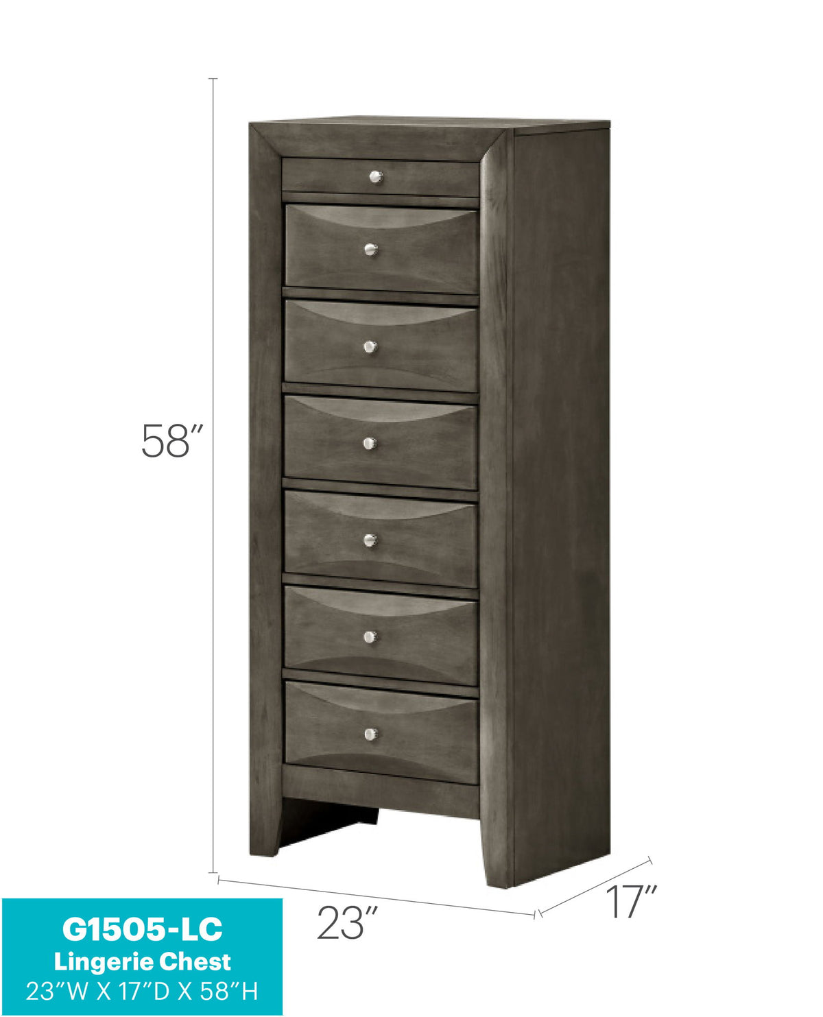 Marilla - 7 Drawer Lingerie Chest - Gray
