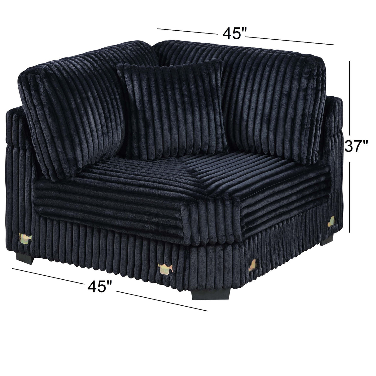 1 Piece Corner Wedge Only Texture Upholstered Modular Living Room Furniture - Black