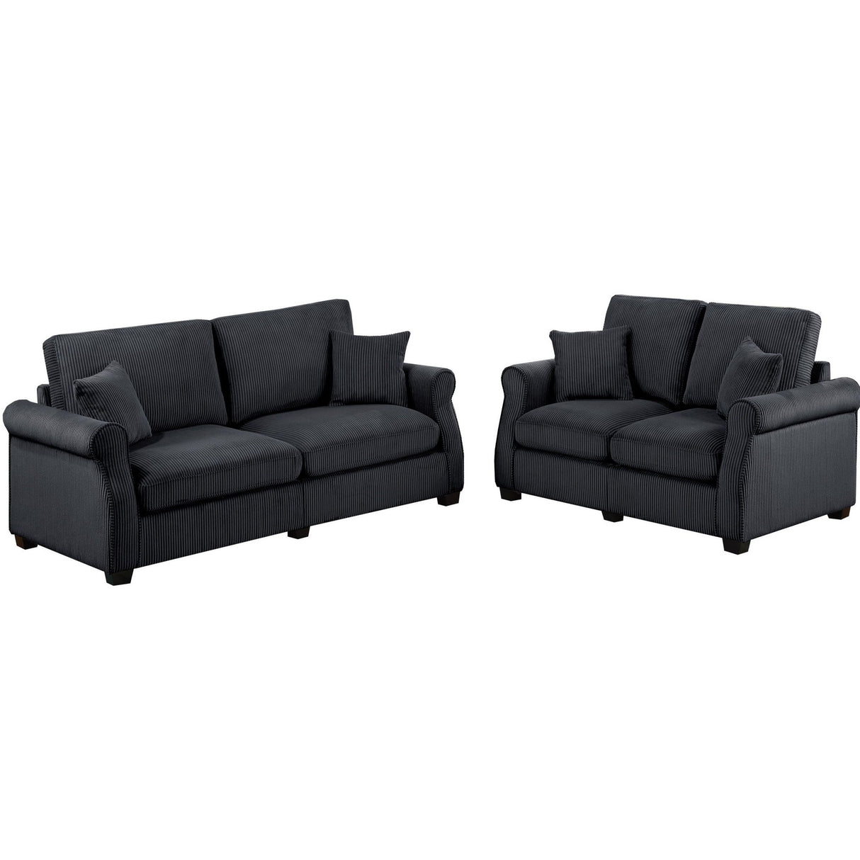Contemporary 2 Piece Sofa Set With Matching Pillows