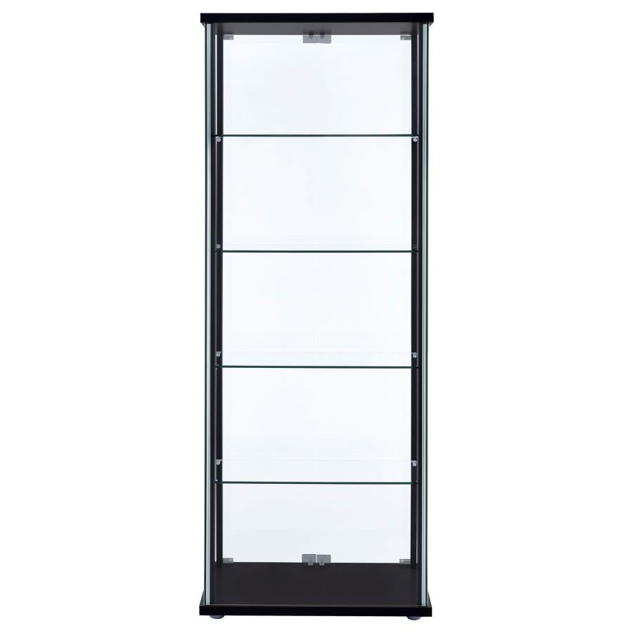 Delphinium 5-shelf Clear Glass Curio Display Cabinet Black - 950170