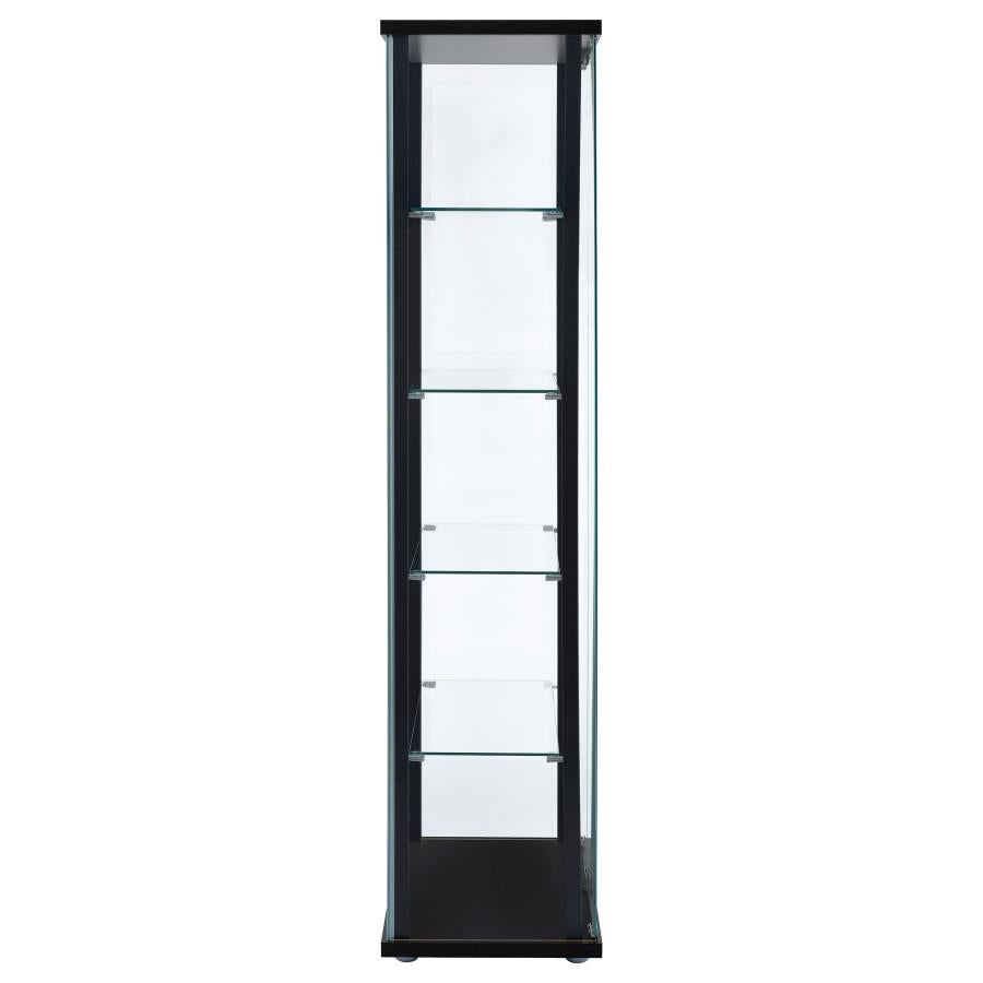 Delphinium 5-shelf Clear Glass Curio Display Cabinet Black - 950170