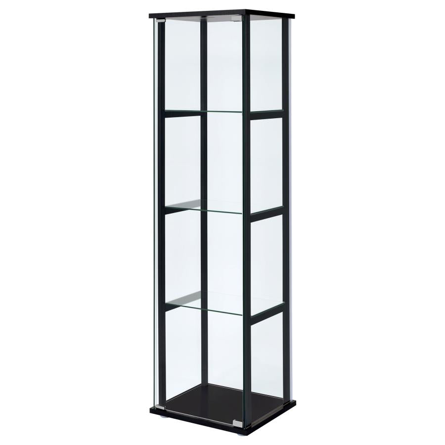 Cyclamen 4-shelf Clear Glass Curio Display Cabinet Black - 950171