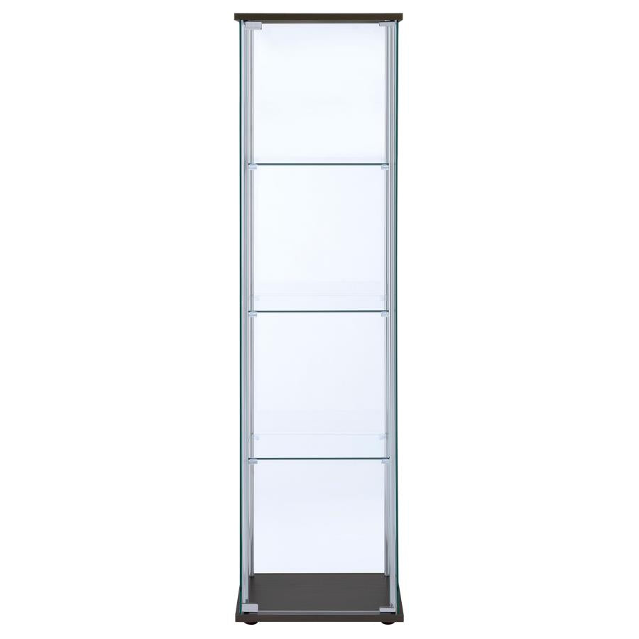 Bellatrix 4-shelf Clear Glass Curio Cabinet Cappuccino - 950172