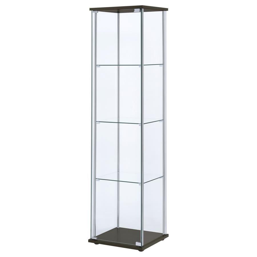 Bellatrix 4-shelf Clear Glass Curio Cabinet Cappuccino - 950172