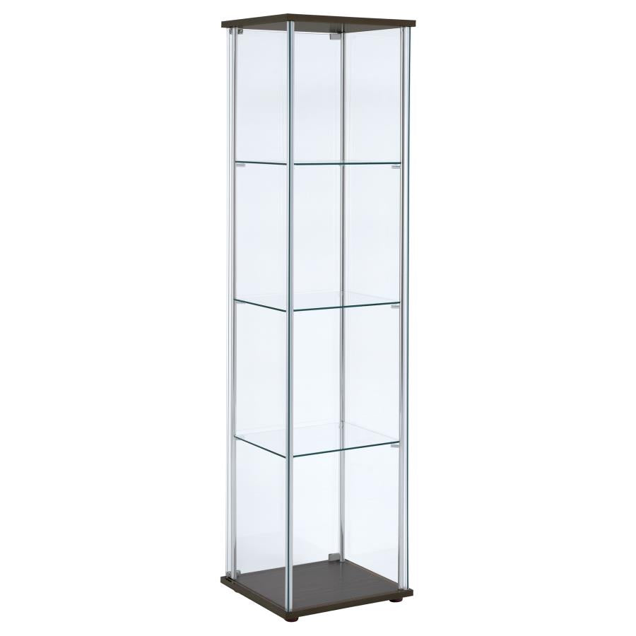 Bellatrix 4-shelf Clear Glass Curio Cabinet Cappuccino - 950172