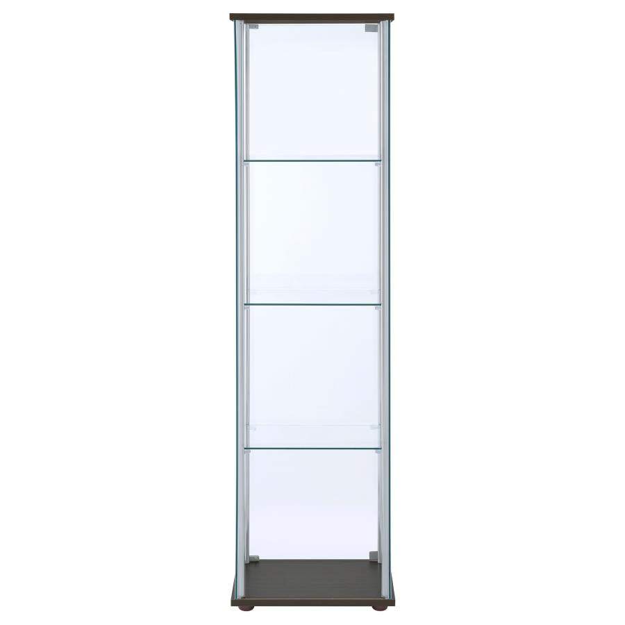 Bellatrix 4-shelf Clear Glass Curio Cabinet Cappuccino - 950172