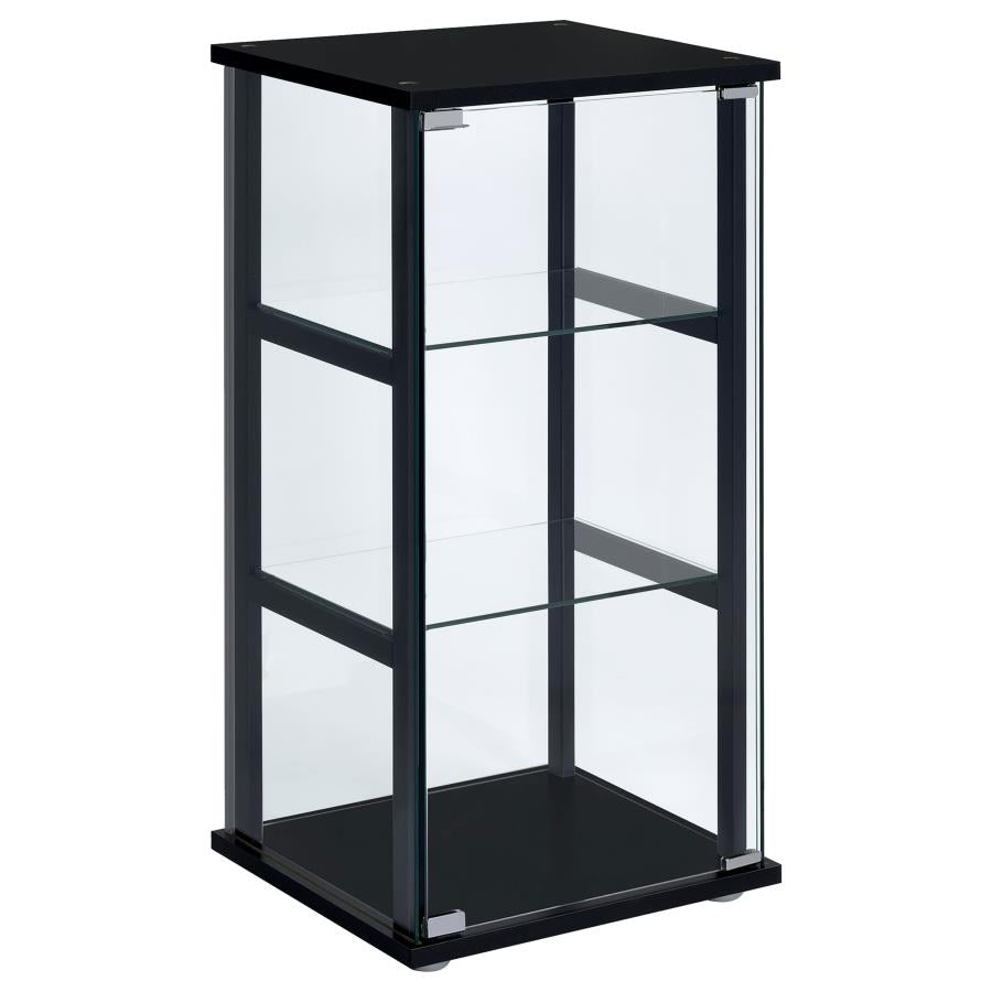 Cyclamen 3-shelf Clear Glass Curio Display Cabinet Black - 950179