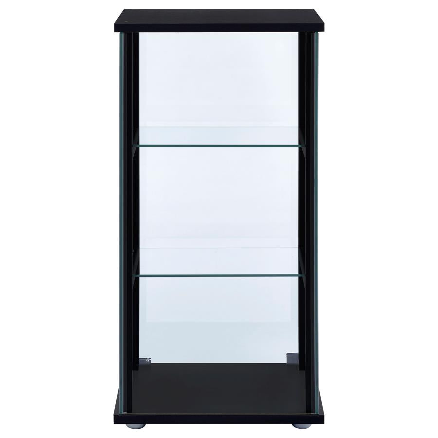 Cyclamen 3-shelf Clear Glass Curio Display Cabinet Black - 950179