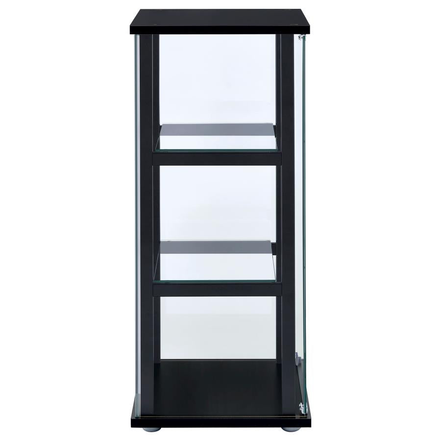 Cyclamen 3-shelf Clear Glass Curio Display Cabinet Black - 950179
