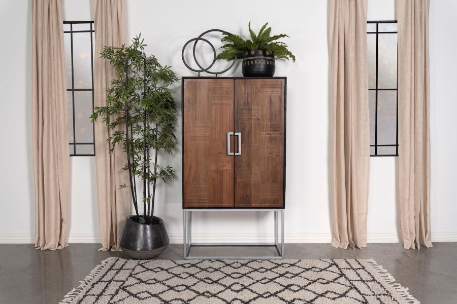 Borman 2-door Home Bar Cabinet Wine Storage Walnut and Black - 950318