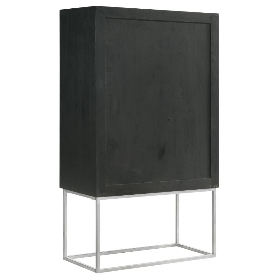 Borman 2-door Home Bar Cabinet Wine Storage Walnut and Black - 950318