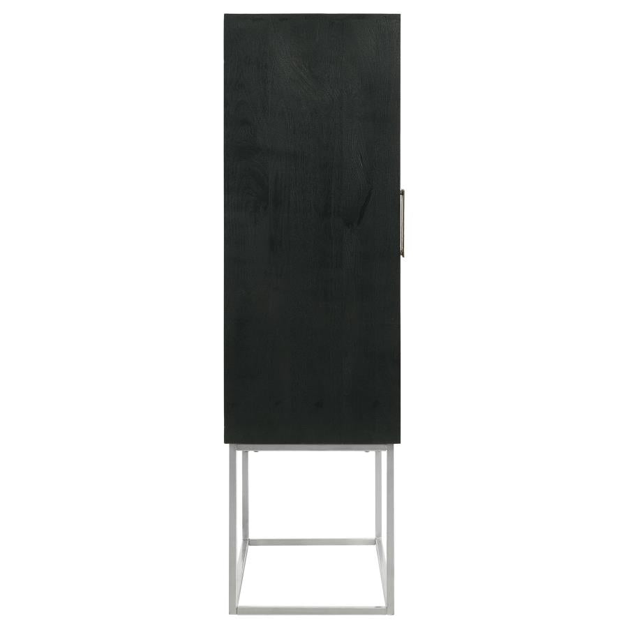 Borman 2-door Home Bar Cabinet Wine Storage Walnut and Black - 950318