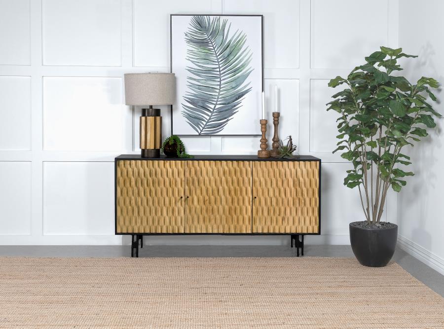 Aminah 3-door Wood Accent Cabinet Natural and Black - 950383