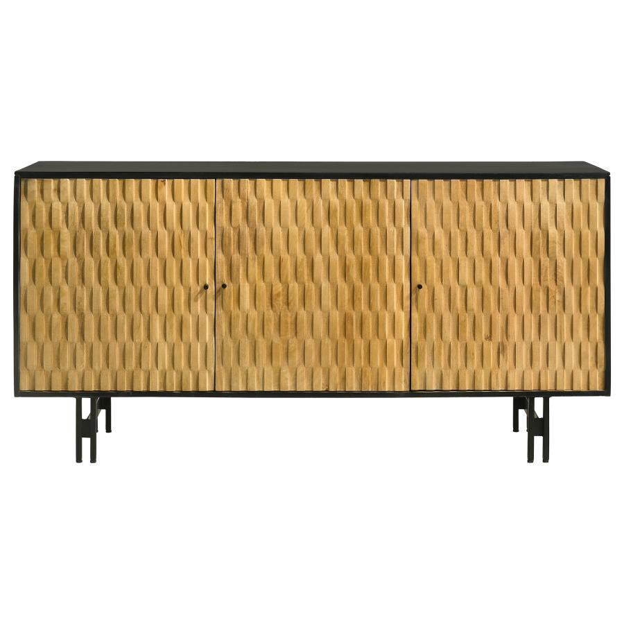 Aminah 3-door Wood Accent Cabinet Natural and Black - 950383