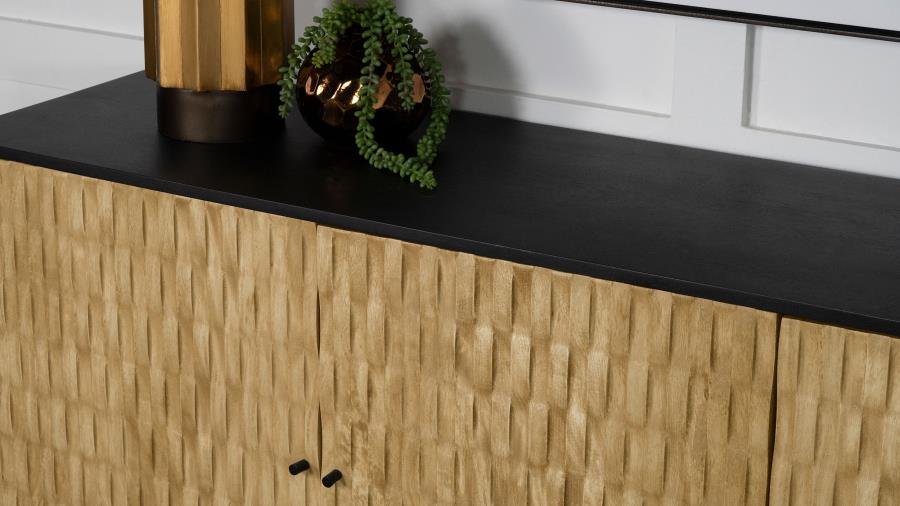 Aminah 3-door Wood Accent Cabinet Natural and Black - 950383