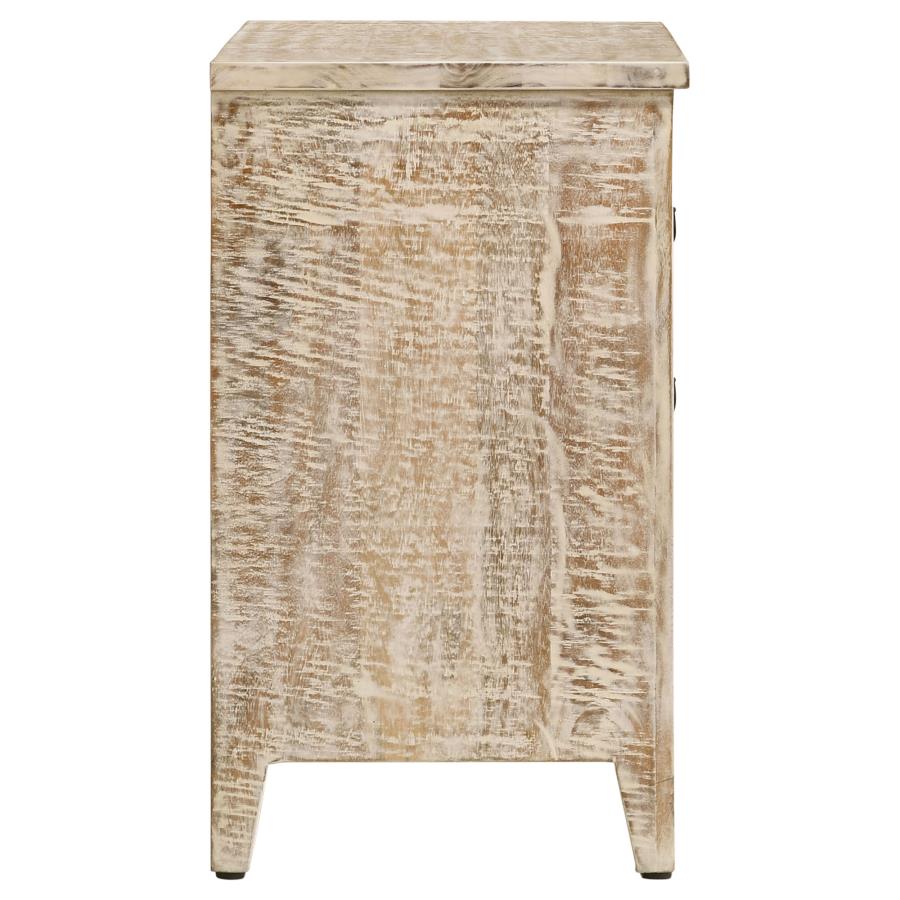 Mariska 3-drawer Wood Mandala Cabinet Distressed White - 950390