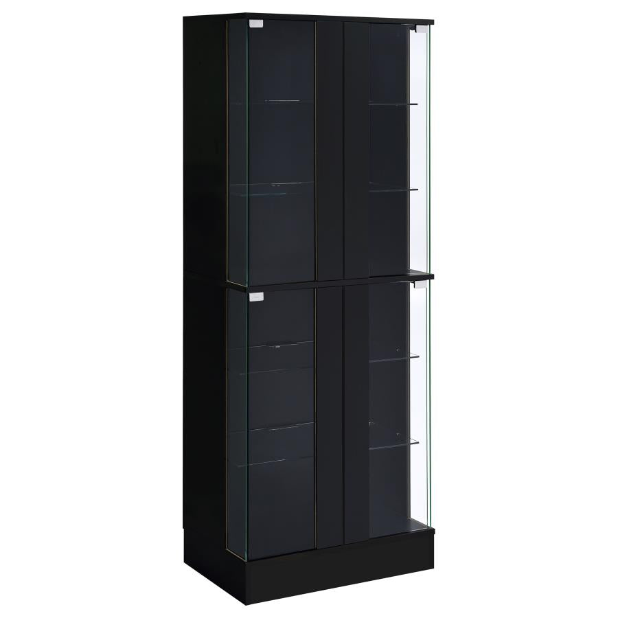 Cabra 4-door LED Curio Display Cabinet Black High Gloss - 950398