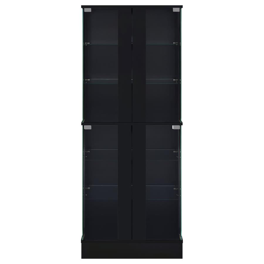 Cabra 4-door LED Curio Display Cabinet Black High Gloss - 950398