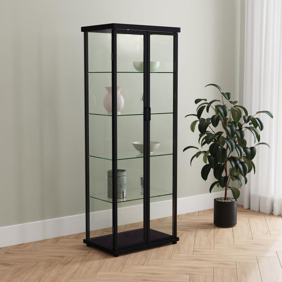 Aero 4-shelf Display Curio Cabinet with LED Lighting Black - 950400