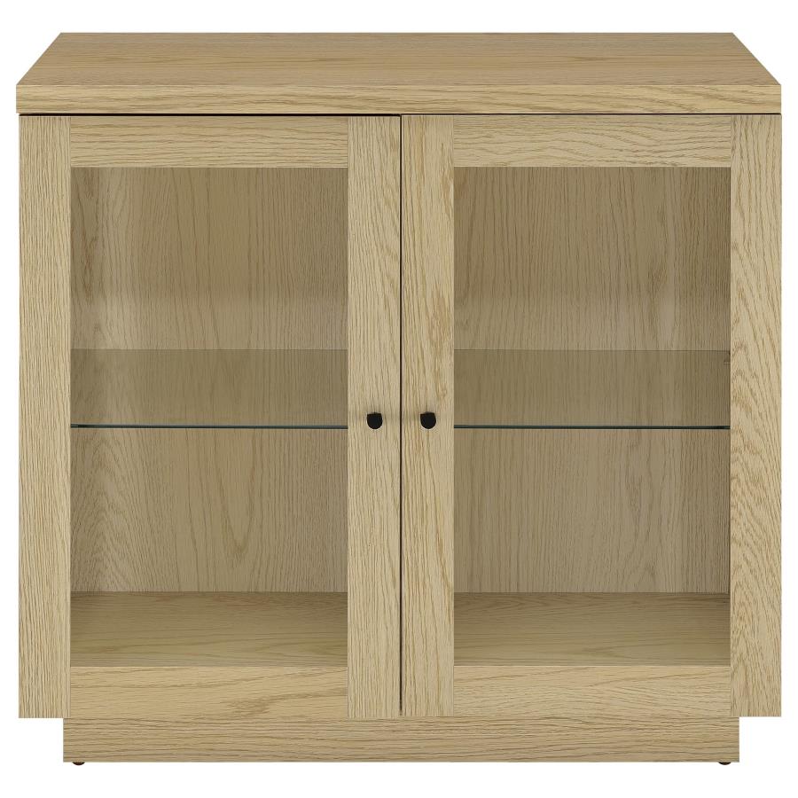 Tilbury 2-door Glass Front Accent Display Cabinet Light Oak - 950429