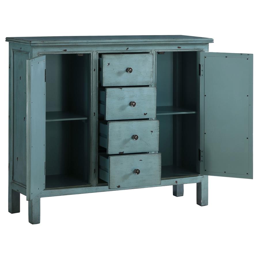Rue 4-drawer Wood Trellis Accent Storage Cabinet Blue - 950736