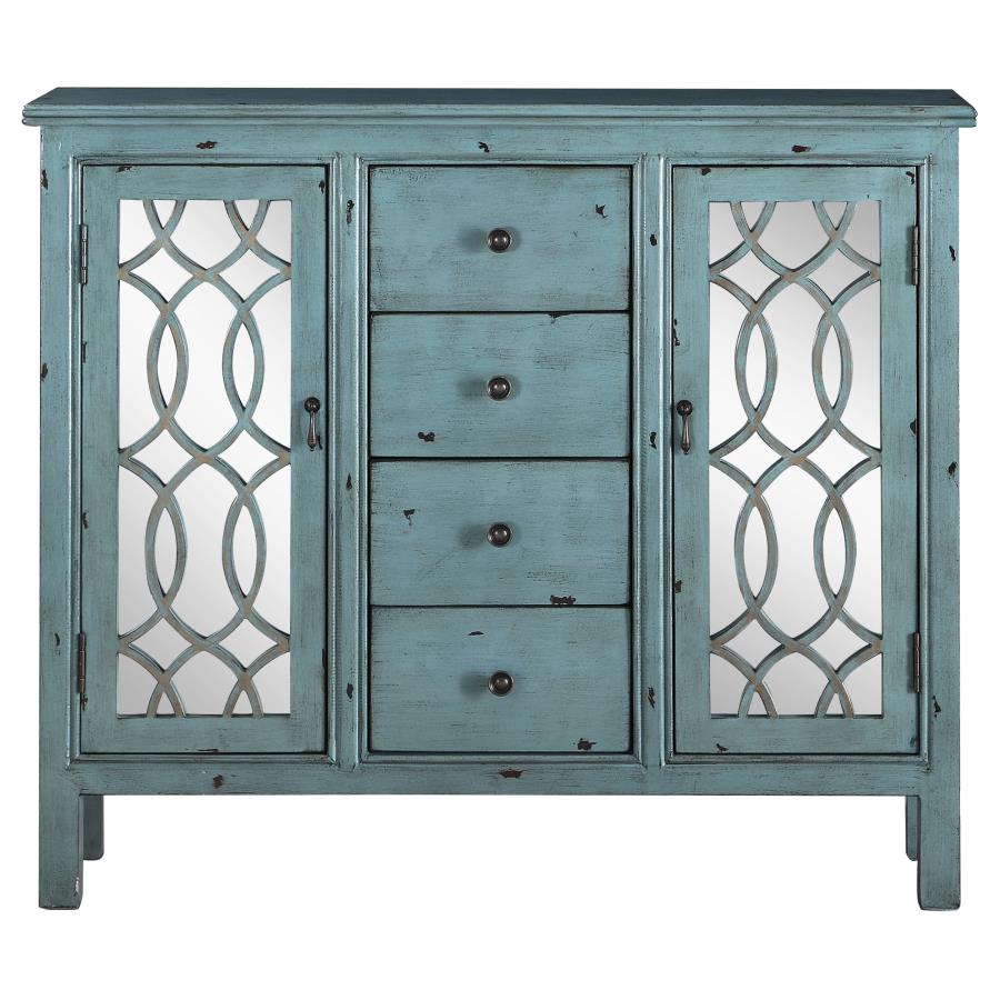Rue 4-drawer Wood Trellis Accent Storage Cabinet Blue - 950736