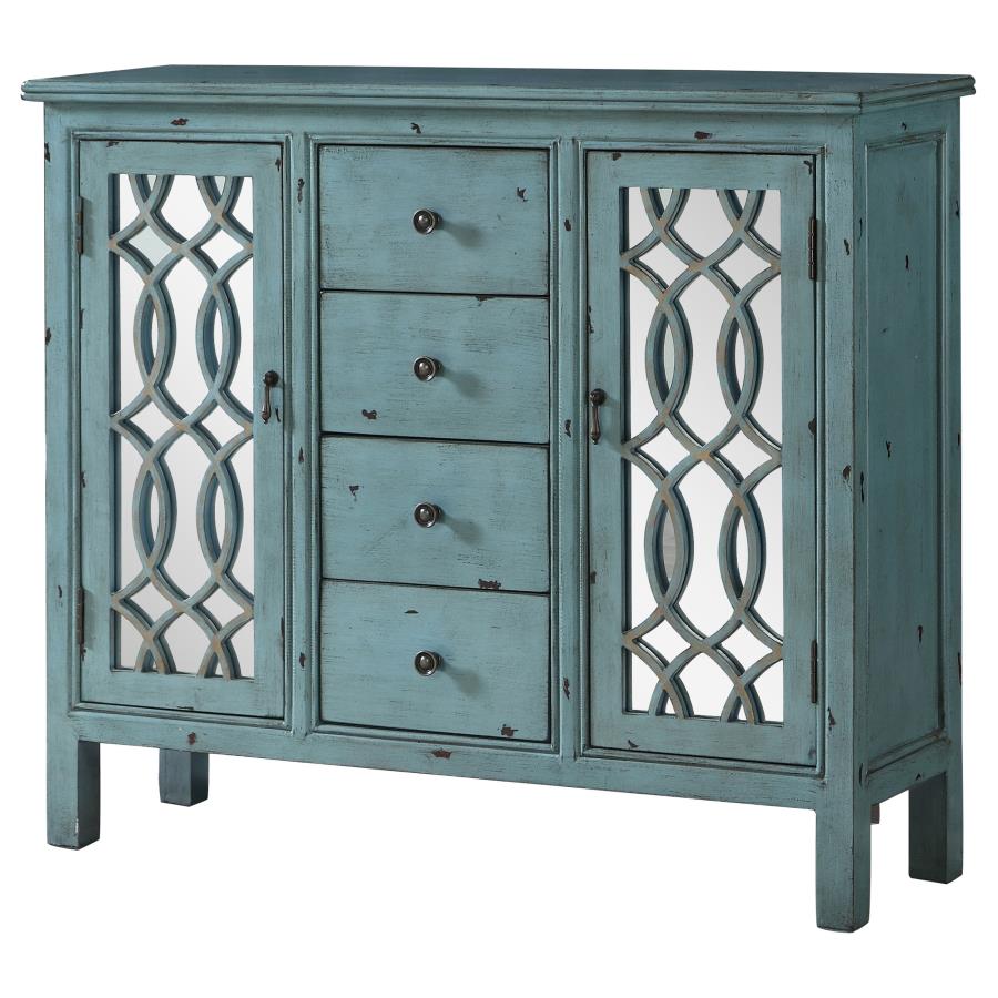 Rue 4-drawer Wood Trellis Accent Storage Cabinet Blue - 950736