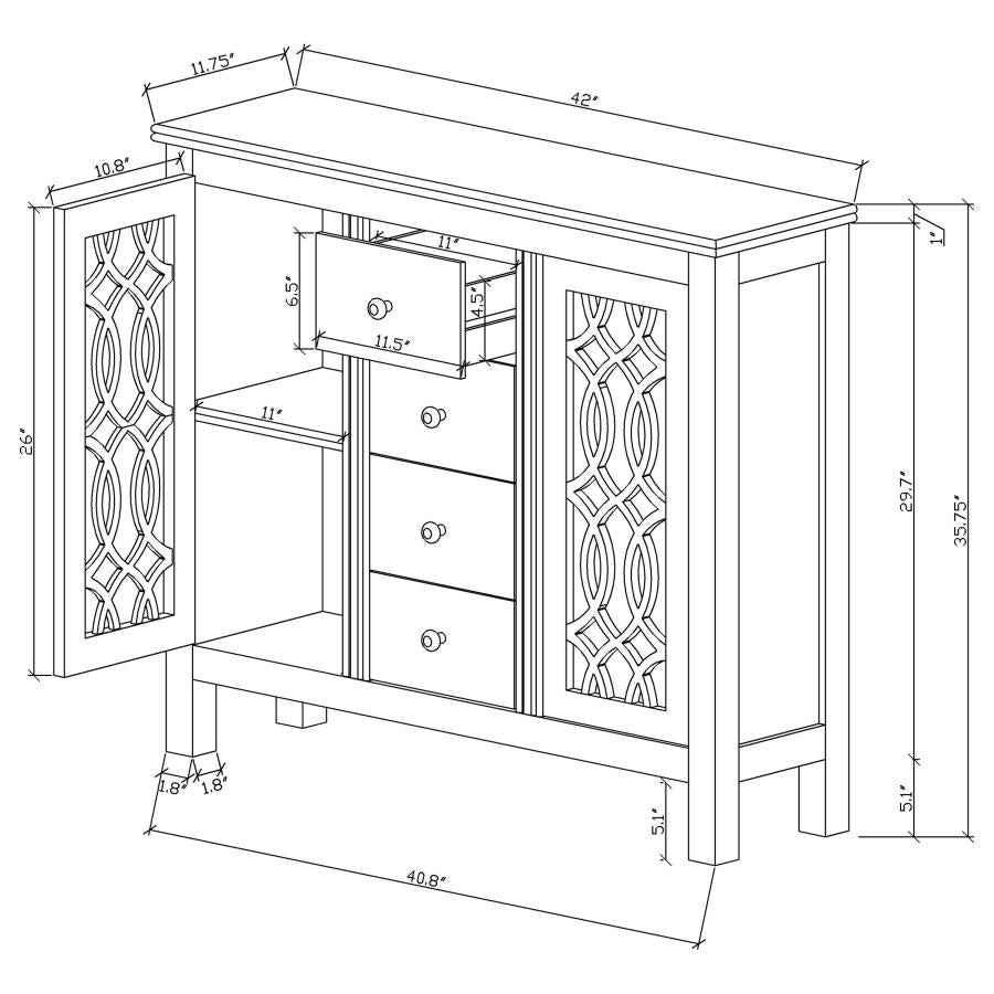 Rue 4-drawer Wood Trellis Accent Storage Cabinet Blue - 950736