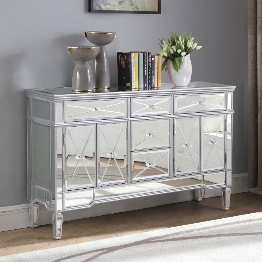 Duchess 5-drawer Mirrored Storage Accent Cabinet Silver - 950849