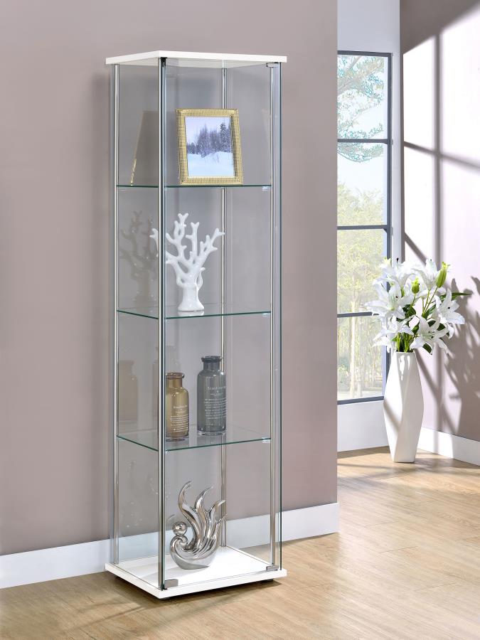 Bellatrix 4-shelf Clear Glass Curio Cabinet White - 951072