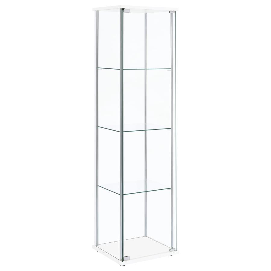 Bellatrix 4-shelf Clear Glass Curio Cabinet White - 951072