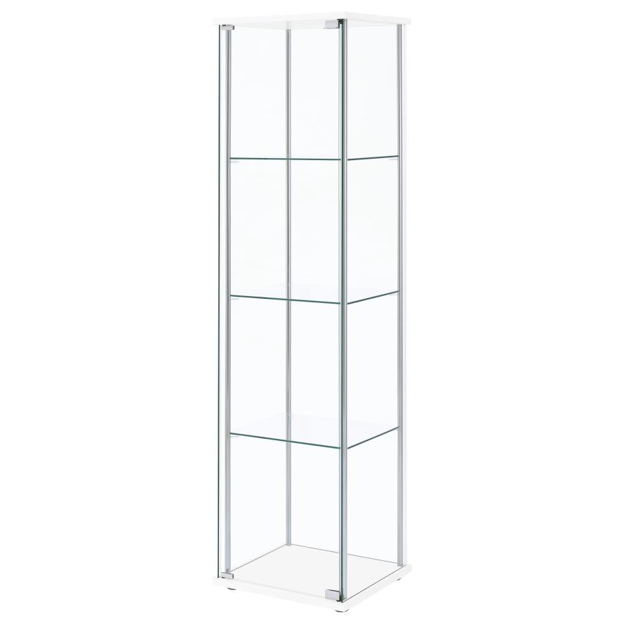 Bellatrix 4-shelf Clear Glass Curio Cabinet White - 951072