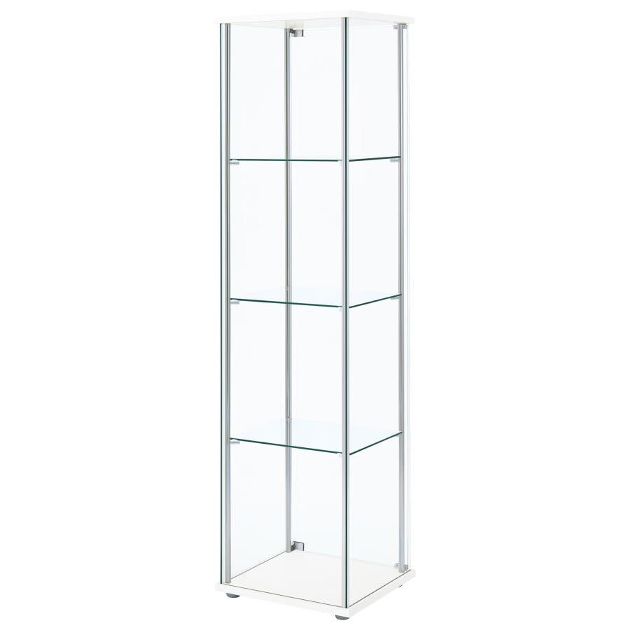 Bellatrix 4-shelf Clear Glass Curio Cabinet White - 951072