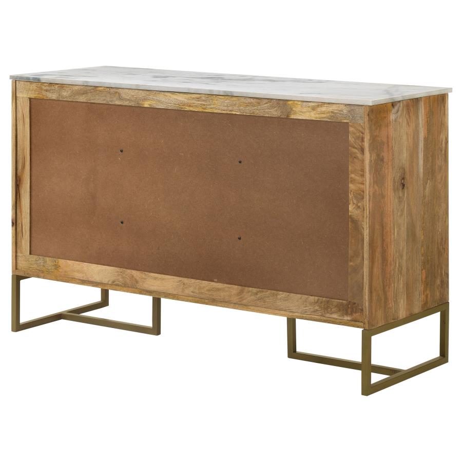 Keaton 3-door Marble Top Herringbone Accent Cabinet Natural - 951138