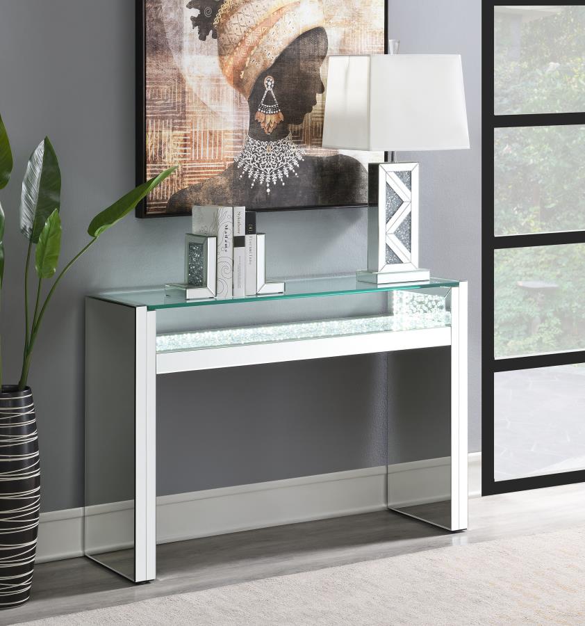 Edna Mirrored Console Table LED Lighting Silver - 951766