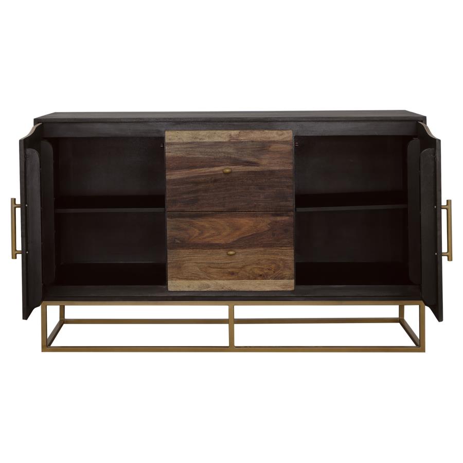 Zara 2-door 57-inch Wood Accent Storage Cabinet Black Walnut - 953466