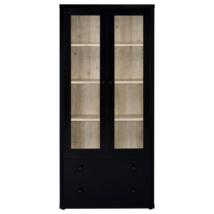 Hawthorne 4-shelf Glass Door Cabinet with Drawers Black - 953478