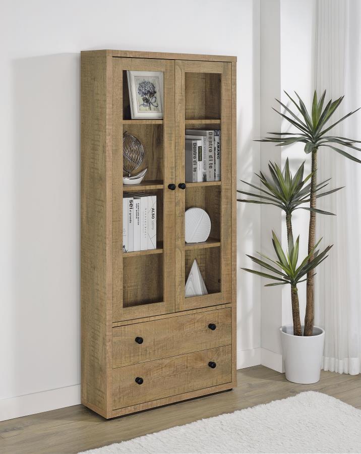 Hawthorne 4-shelf Glass Door Tall Cabinet with Drawers Mango - 953479