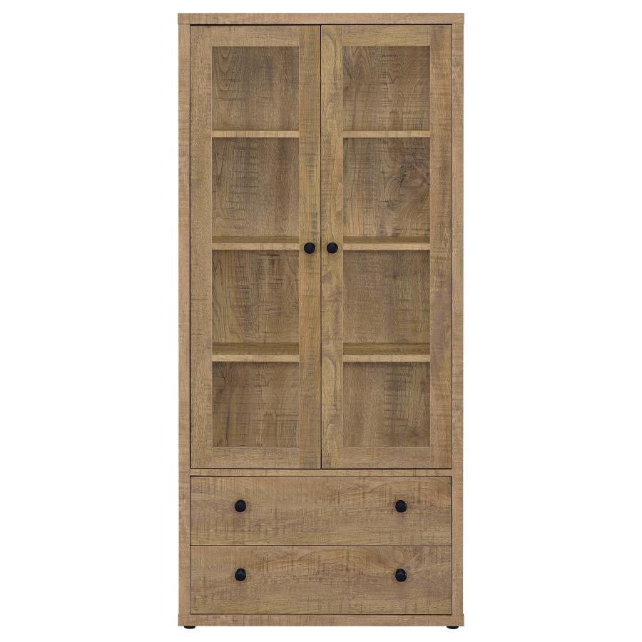 Hawthorne 4-shelf Glass Door Tall Cabinet with Drawers Mango - 953479