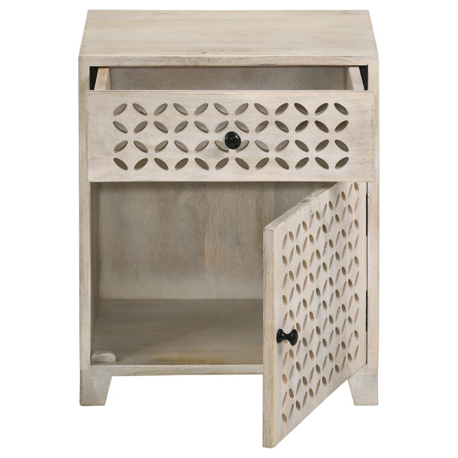August 1-drawer Trellis Pattern Storage Cabinet White Washed - 953569
