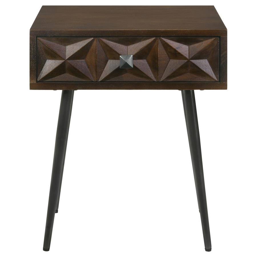 Ezra 1-drawer Rectangular Accent Side Table Coffee Brown - 959539